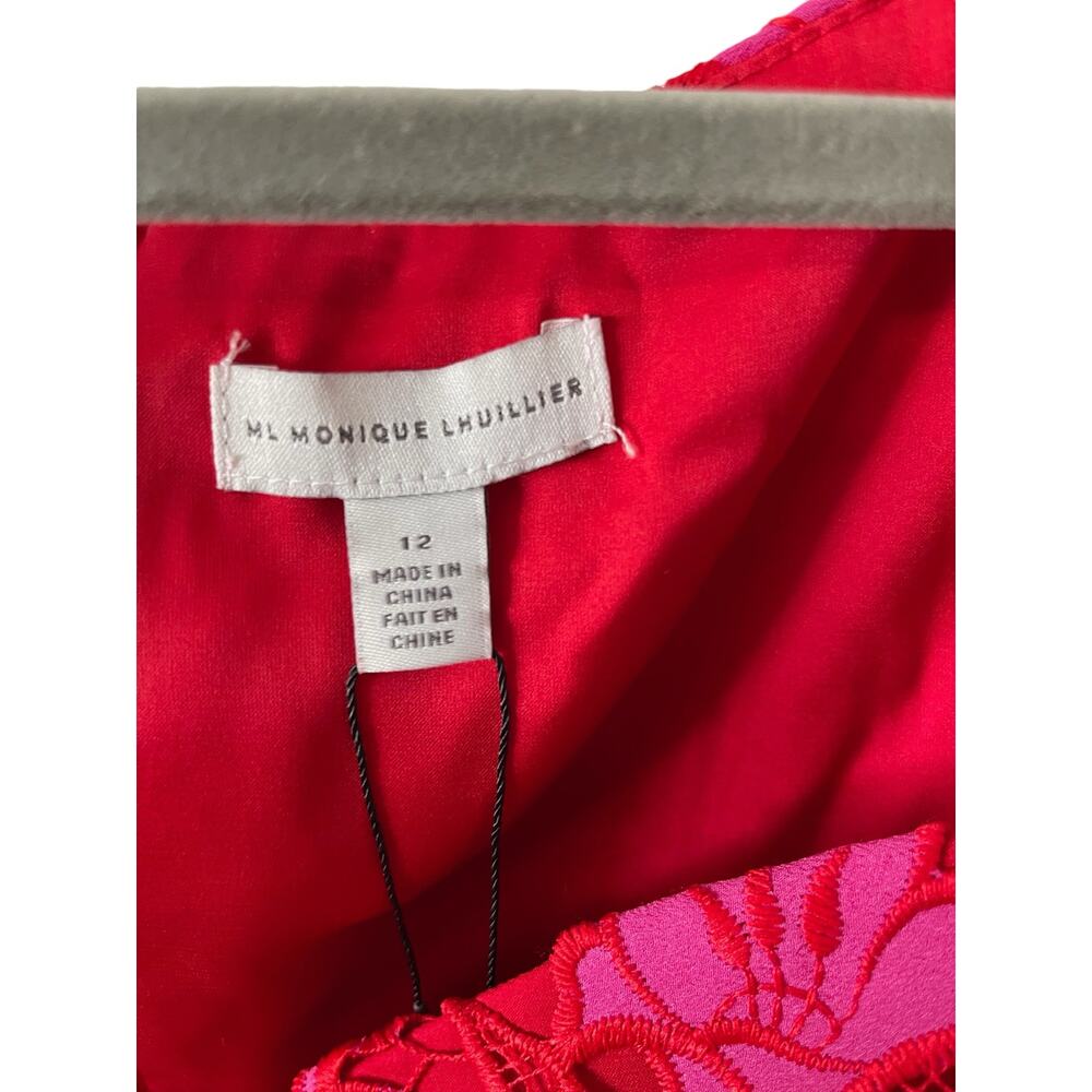 Monique Lhuillier Embroidered Lace Minidress Guipure Lace Coquette Fairy Sz 12 - Picture 9 of 13